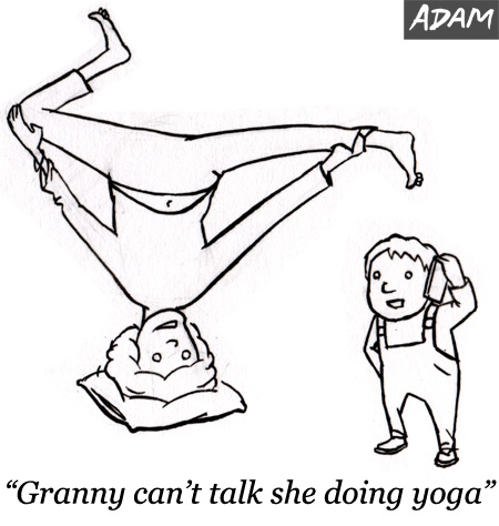 Granny can not talk she doing yoga